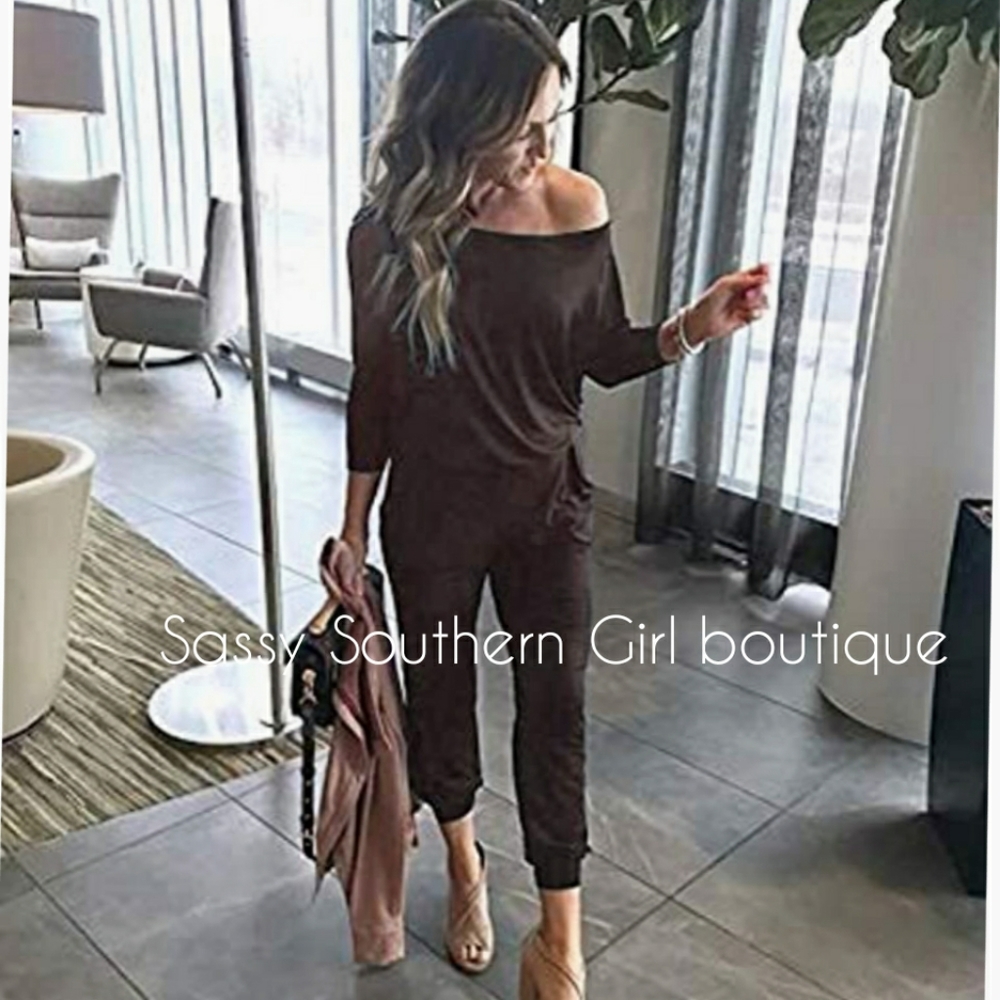 ⭐🆕Boho brown jersey jumpsuit